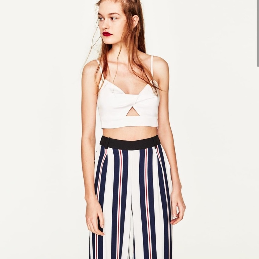 ZARA White Twist Front Bra Top